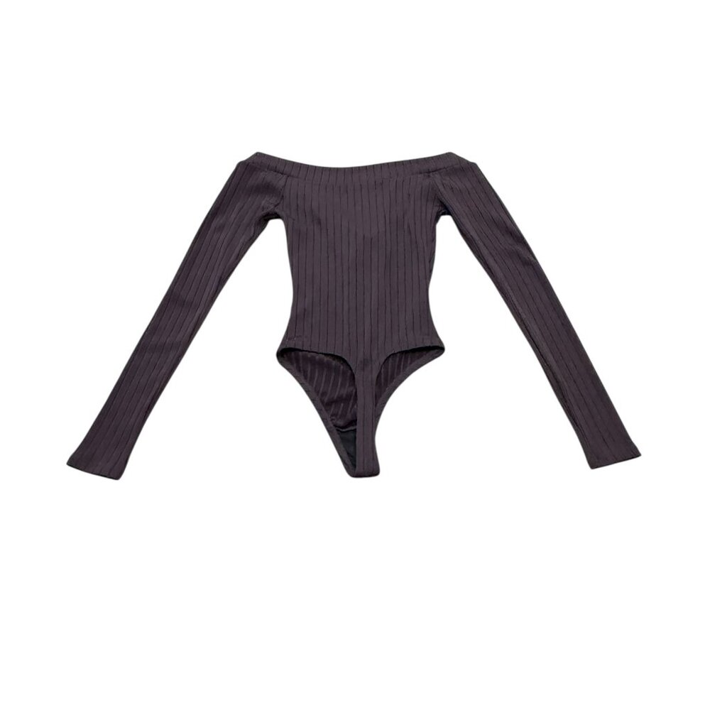 Women’s Out From Under Ribbed Off-Shoulder Bodysuit Burgundy - Picture 11 of 11